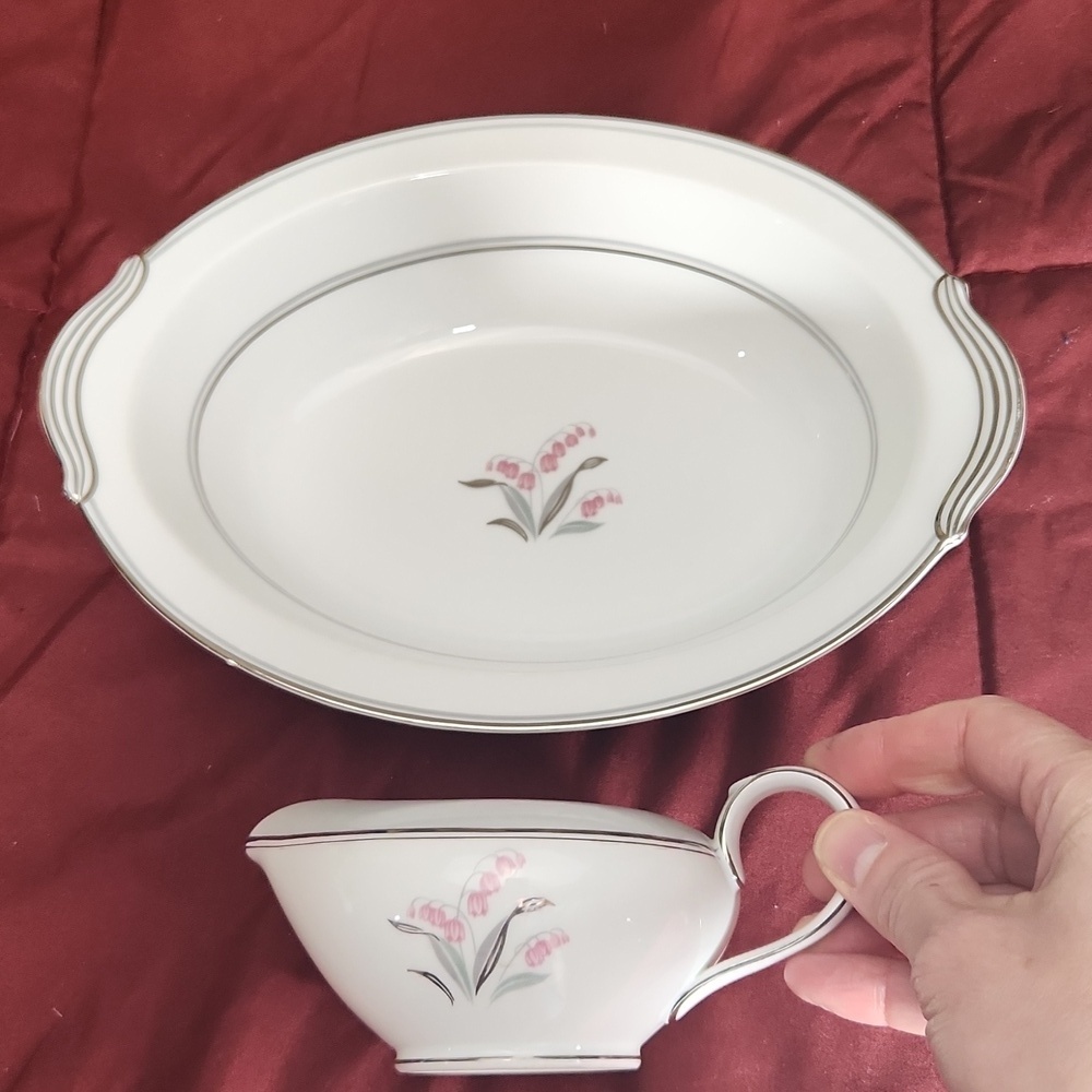 Noritake Lily of Valley 10" vegetable bowl And Creamer Set